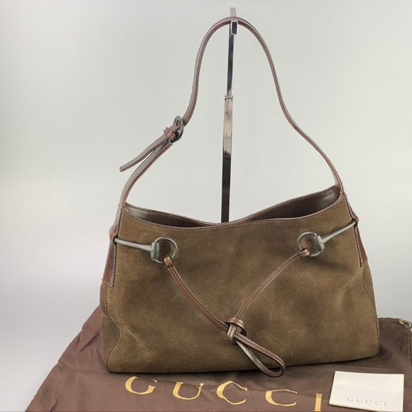 Gucci Handbags - Authentic GUCCI Horsebit Suede Shoulder Bag
